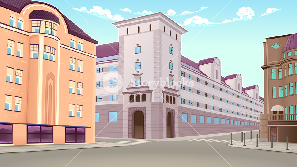 Street View With Buildings In Perspective Vector Architectural 1000x563 Street View With Buildings In Perspective Vector Architectural