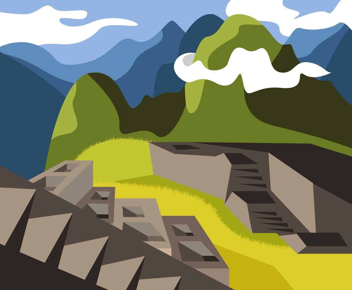 1136x936 Peru Machu Picchu Landscape Illustration Vector Vector Art