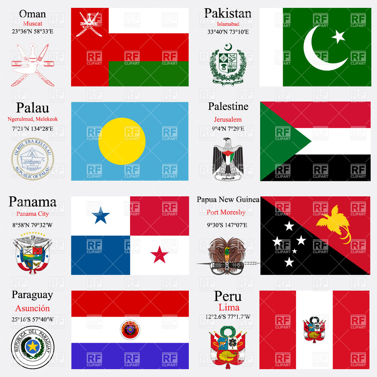 1200x1200 Symbolics Of Oman, Pakistan, Palau, Palestine, Panama, Papua