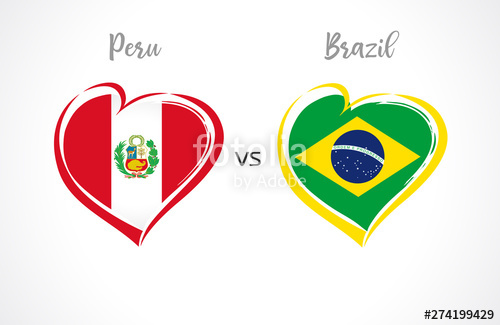 500x325 Peru Vs Brazil, National Team Soccer Flags On White Background