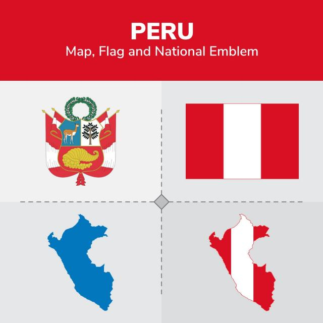640x640 Peru Map, Flag And National Emblem, Continents