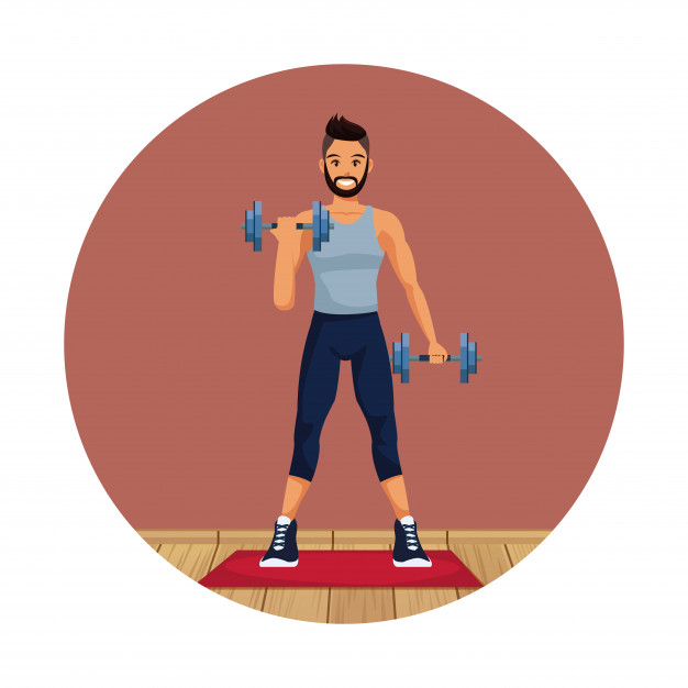 626x626 Fitness Man Lifting Weights Round Frame Vector Premium Download