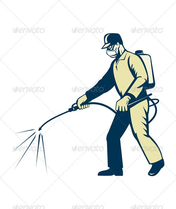 590x700 Pest Exterminator Spraying Retro