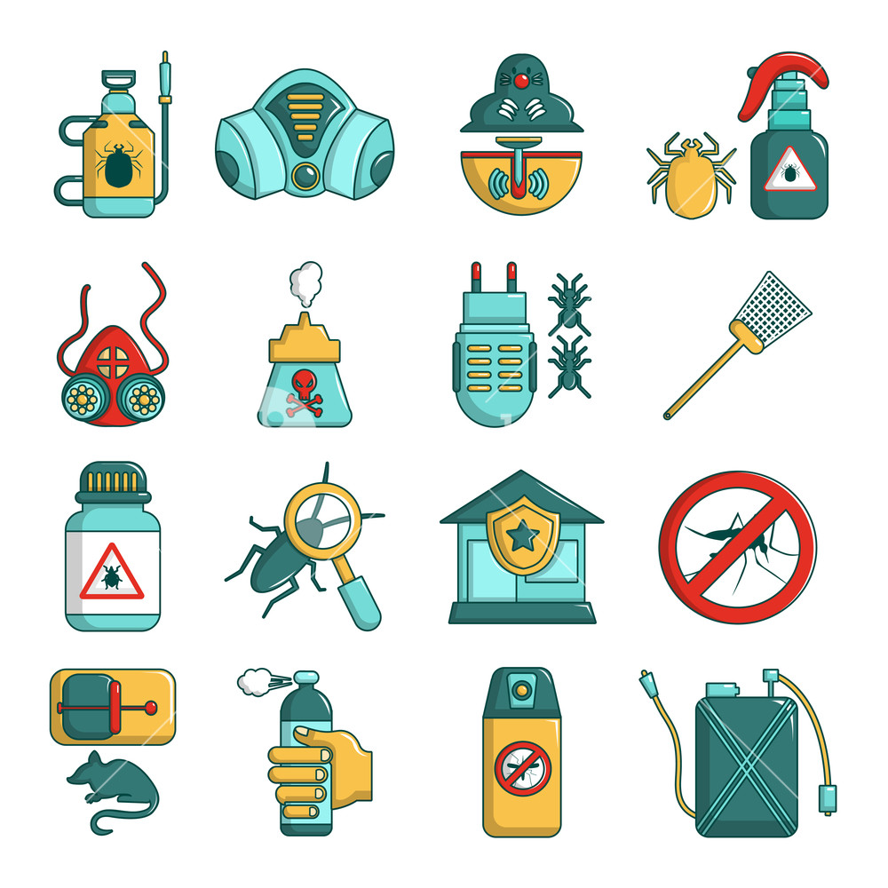 1000x1000 Pest Control Tools Icons Set Cartoon Illustration Of Pest