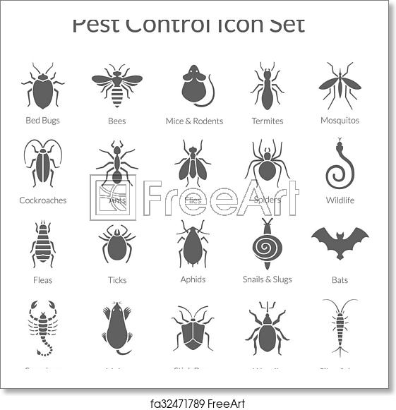 561x581 Free Art Print Of Vector Set Of Icons With Insects For Pest