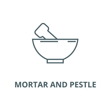 450x450 Mortar And Pestle Vector Line Icon, Outline Concept, Linear Sign