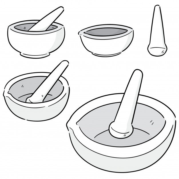 626x626 Vector Set Of Mortar And Pestle Vector Premium Download