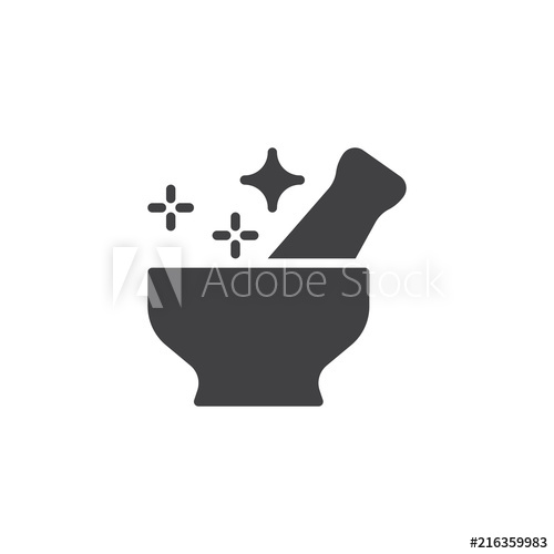 500x500 Magic Mortar And Pestle Vector Icon Filled Flat Sign For Mobile
