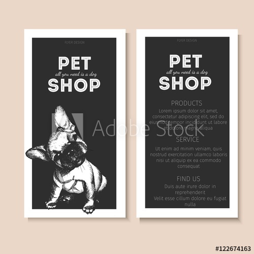 Vector Set Of Pet Shop Flyers Dog Portrait Isolated On Black 500x500 Vector Set Of Pet Shop Flyers Dog Portrait Isolated On Black