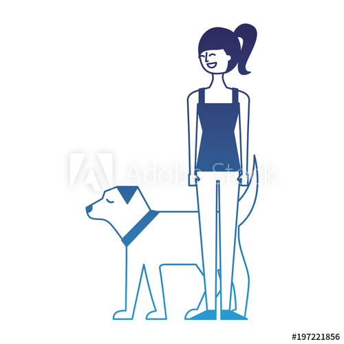 Young Woman Walking With Her Dog Pet Vector Illustration Degraded 500x500 Young Woman Walking With Her Dog Pet Vector Illustration Degraded