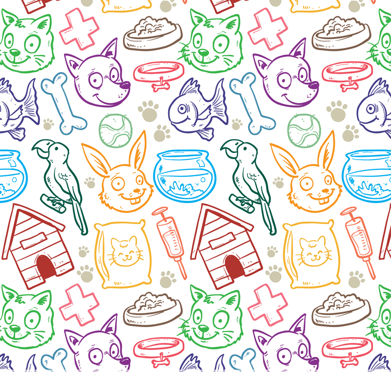 Preview Pet Element Seamless Background Vector 800x762 Preview Pet Element Seamless Background Vector