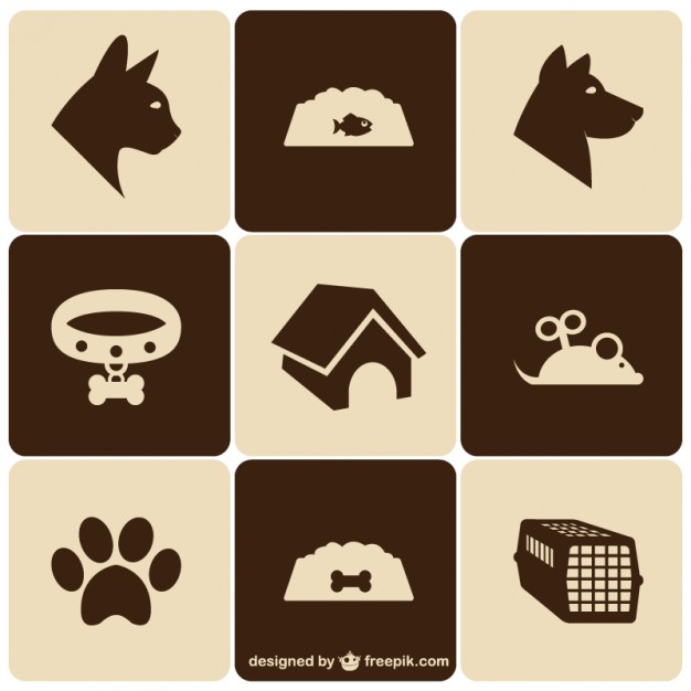 626x626 Retro Style Pet Icons Set Vector Free Download