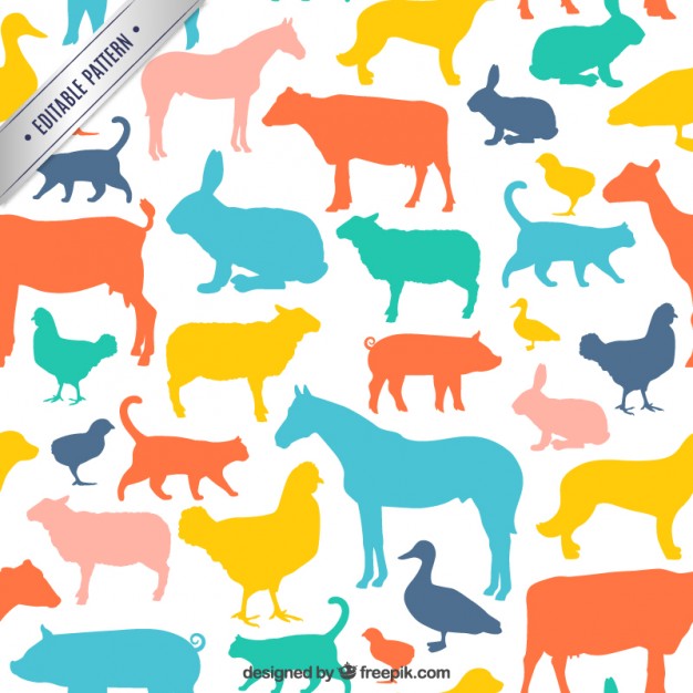 626x626 Colourful Animal Silhouettes Pattern Vector Free Download