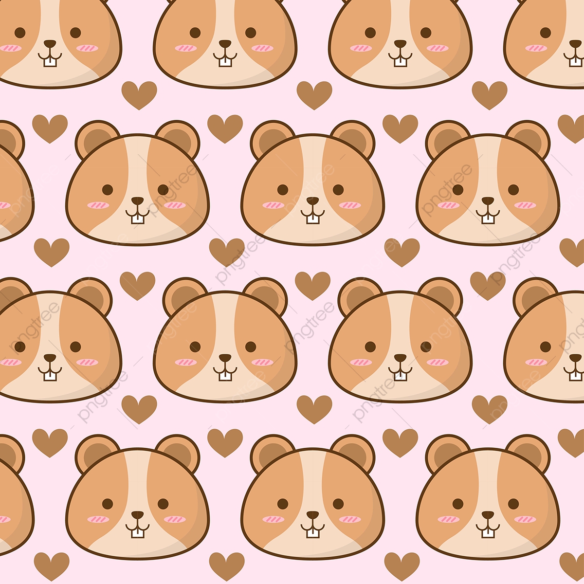 1200x1200 Cute Baby Hamster Face Pattern Vector, Pattern, Hamster, Kawaii
