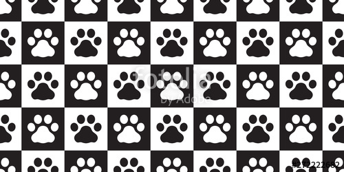 500x250 Dog Paw Seamless Pattern Vector Footprint Cat Pet Checked Scarf