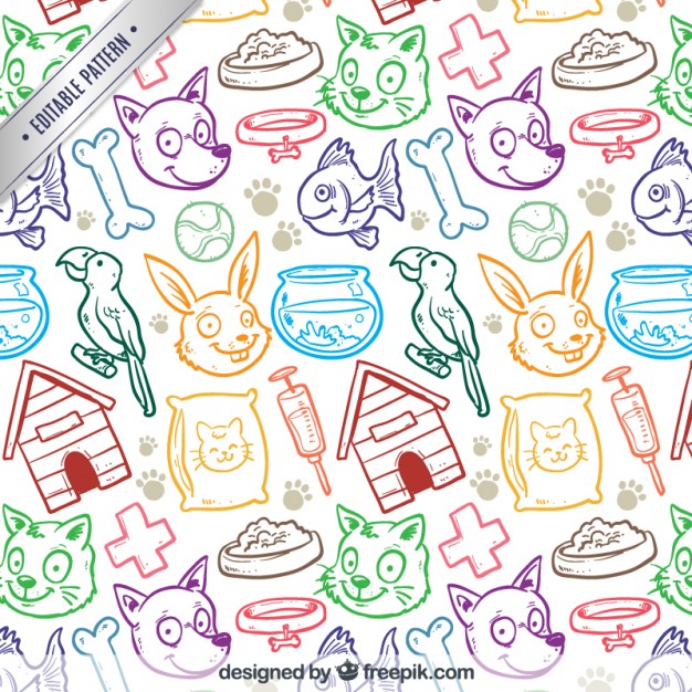 626x626 Hand Drawn Pet Shop Pattern Vector Free Download