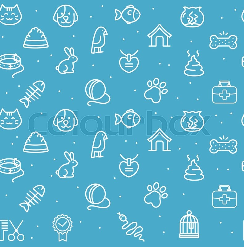 792x800 Pet Seamless Pattern On A Blue Stock Vector Colourbox
