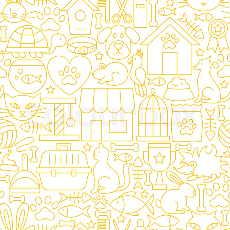 800x800 Pet Shop White Line Seamless Pattern Stock Vector Colourbox