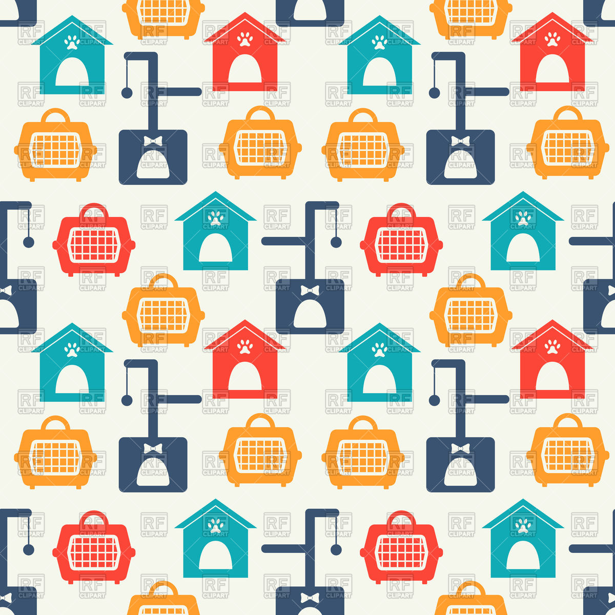 1200x1200 Pet Shop Seamless Pattern With Cat Home Vector Image