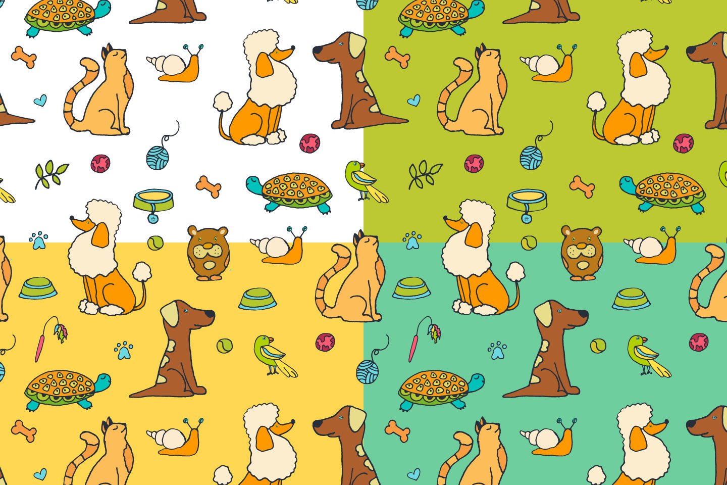 1440x960 Pets Vector Free Pattern