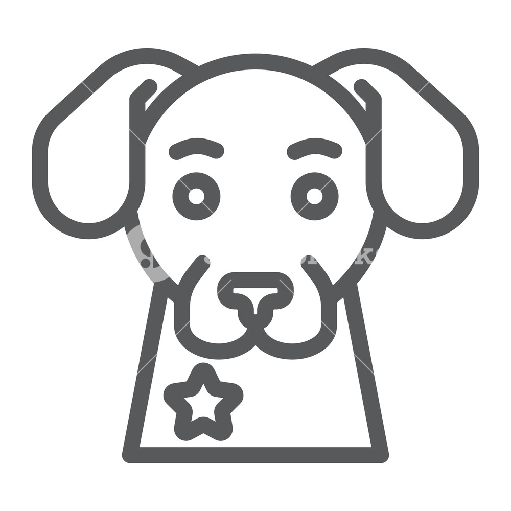 1000x1000 Police Dog Line Icon, Guard And Pet, Animal Sign, Vector Graphics