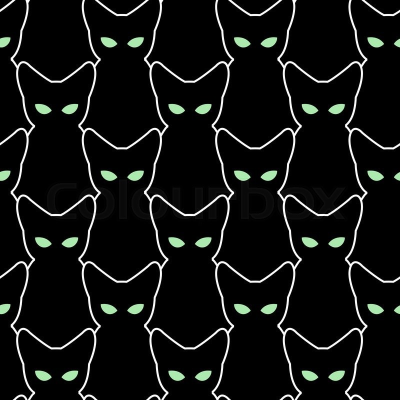 800x800 Black Cat Seamless Pattern Vector Stock Vector Colourbox