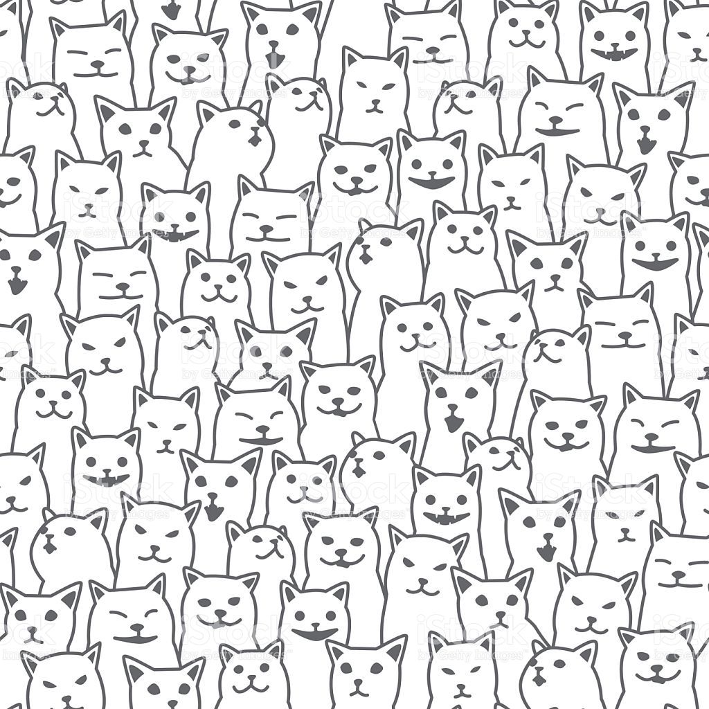 1024x1024 Cats Vector Seamless Pattern White My Istock's Portfolio