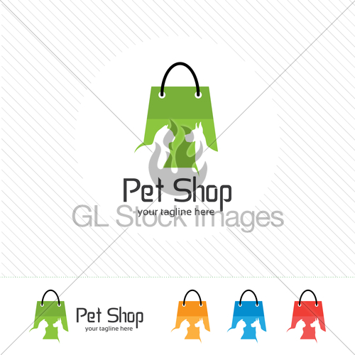 500x500 Pet Shop Logo Design Vector Cat And Dog With Shopping B Gl