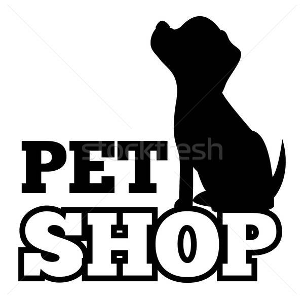 600x590 Pet Shop Logo And Cute Black Puppy Silhouette Vector Illustration