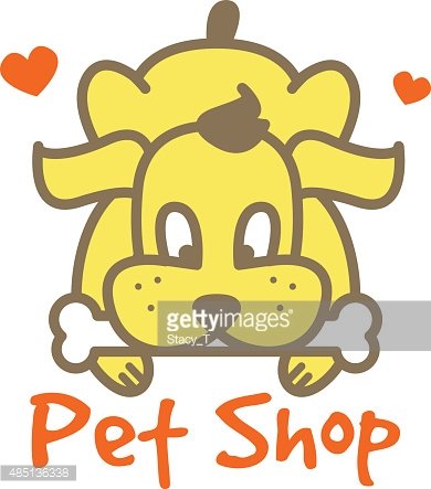 390x443 Vector Cartoon Yellow Dog With Bone Pet Shop Logo Premium Clipart