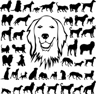 376x368 Dog Silhouette Free Vector Download