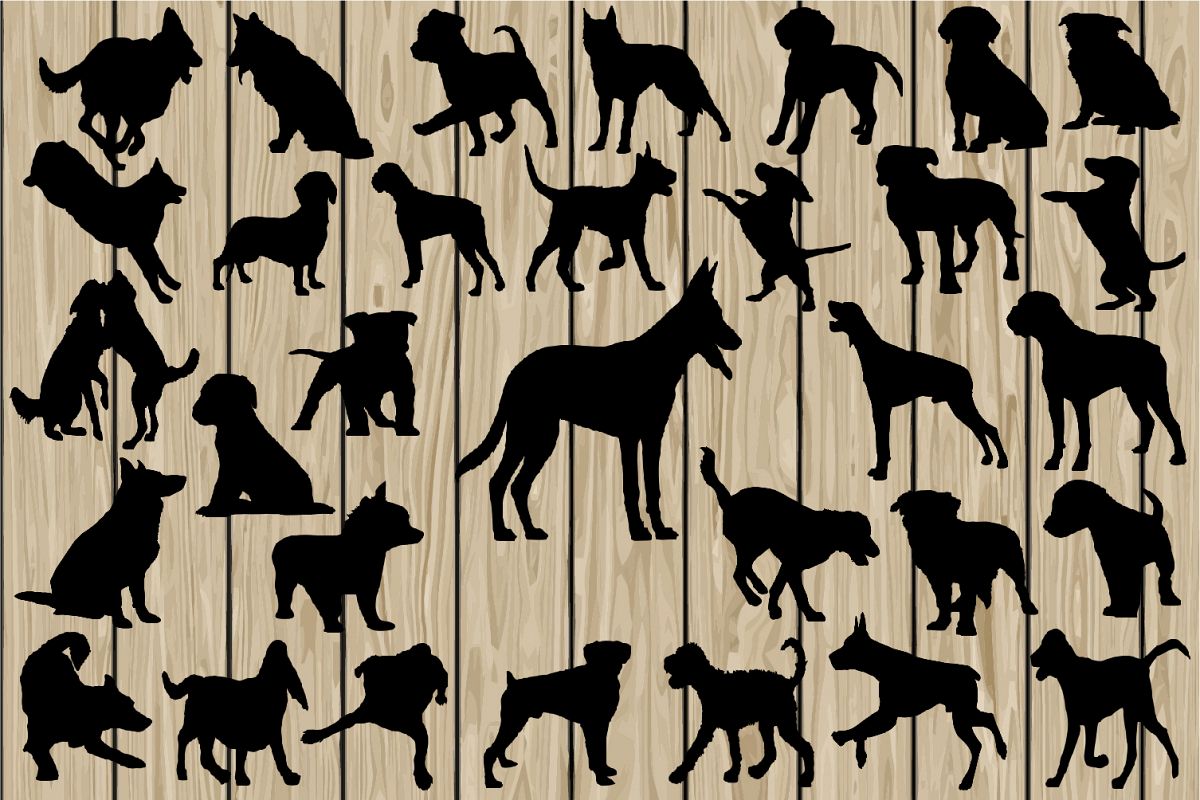 1200x800 Dog Cutting Files, Mini Package, Dog Silhouette Clipart, Dog