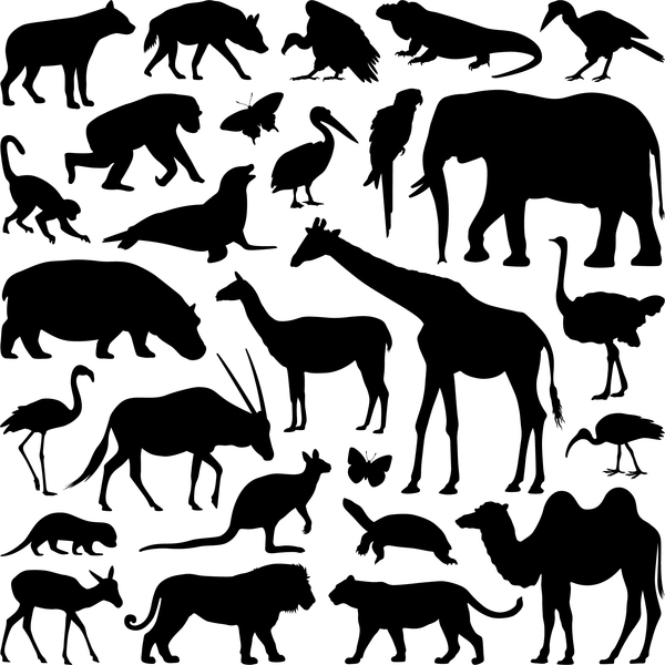600x600 Wild Animal Silhouette Set Vector Free Download