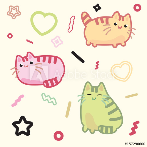 Kawaii Style Cat, Kitten, Kitty, Pet Vector On Light Background 500x500 Kawaii Style Cat, Kitten, Kitty, Pet Vector On Light Background