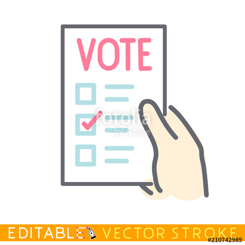 500x500 Hand Hold A Vote List Editable Stroke Sketch Icon Stock Vector