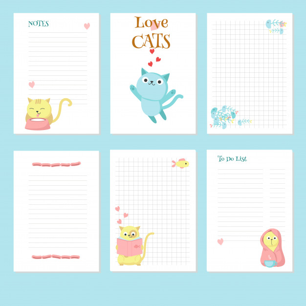 626x626 Planner Vector Template With Cute Pet Cats Vector Premium Download