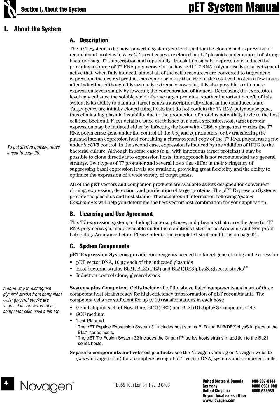960x1384 Pet System Manual Novagen Table Of Contents