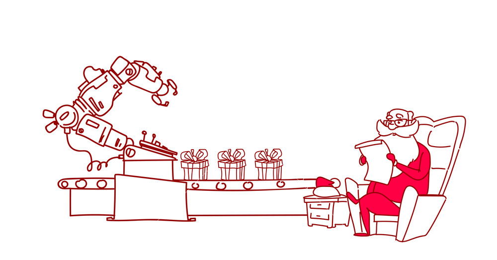 1000x523 Santa Claus Read Wish List Conveyor System New Year Merry