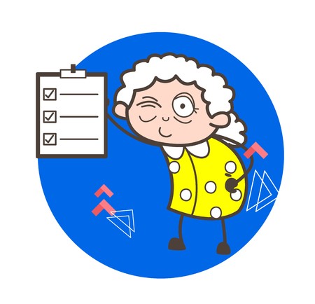450x434 Cartoon Granny Showing Report List Vector Illustration Royalty