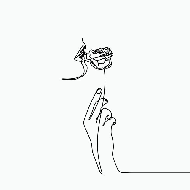 One Line Art Drawing With A Hand Rose Flower And Girl Mouth, Rose 640x640 One Line Art Drawing With A Hand Rose Flower And Girl Mouth, Rose