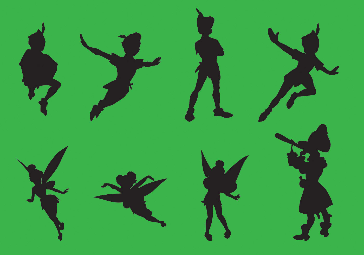 Peter Pan Silhouette Free Vector Art 1400x980 Peter Pan Silhouette Free Vector Art