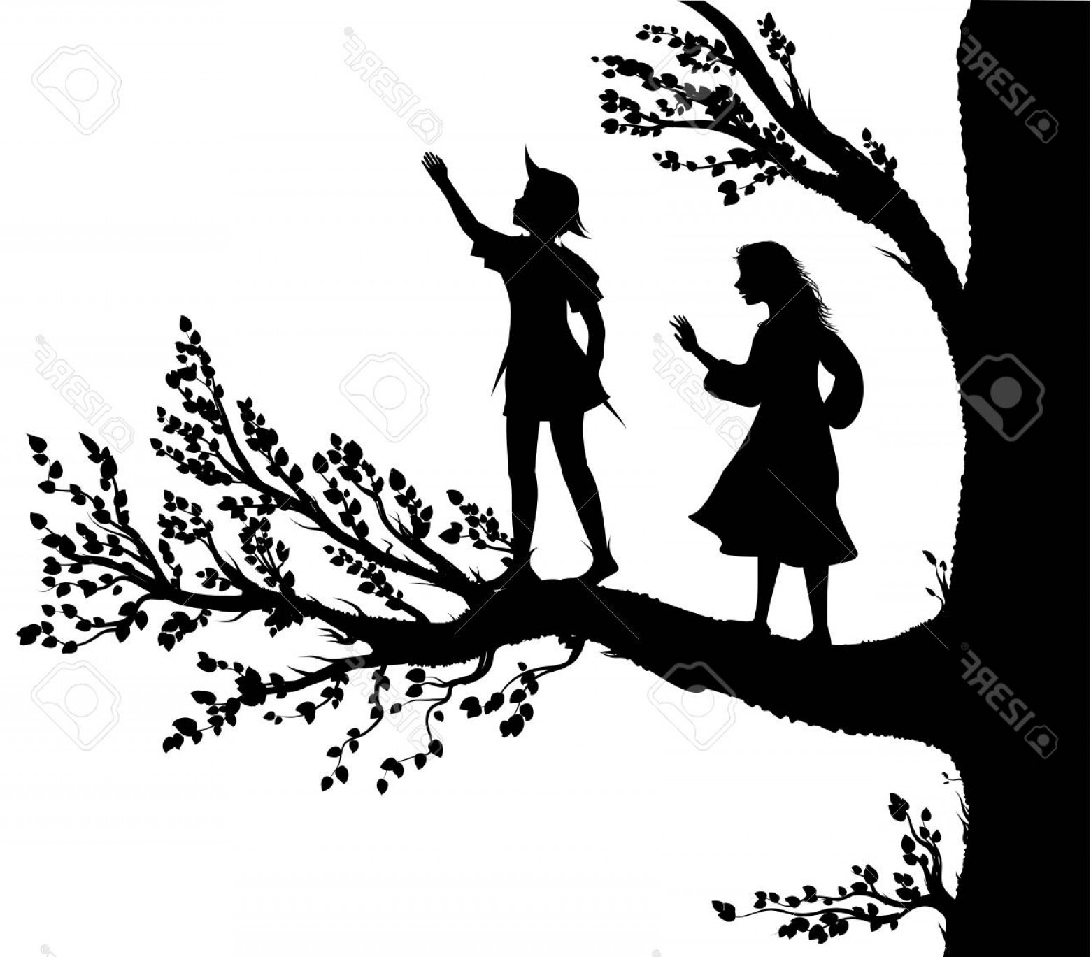 1560x1369 Photostock Vector Peter And Wendy Silhouette Boy And Gil
