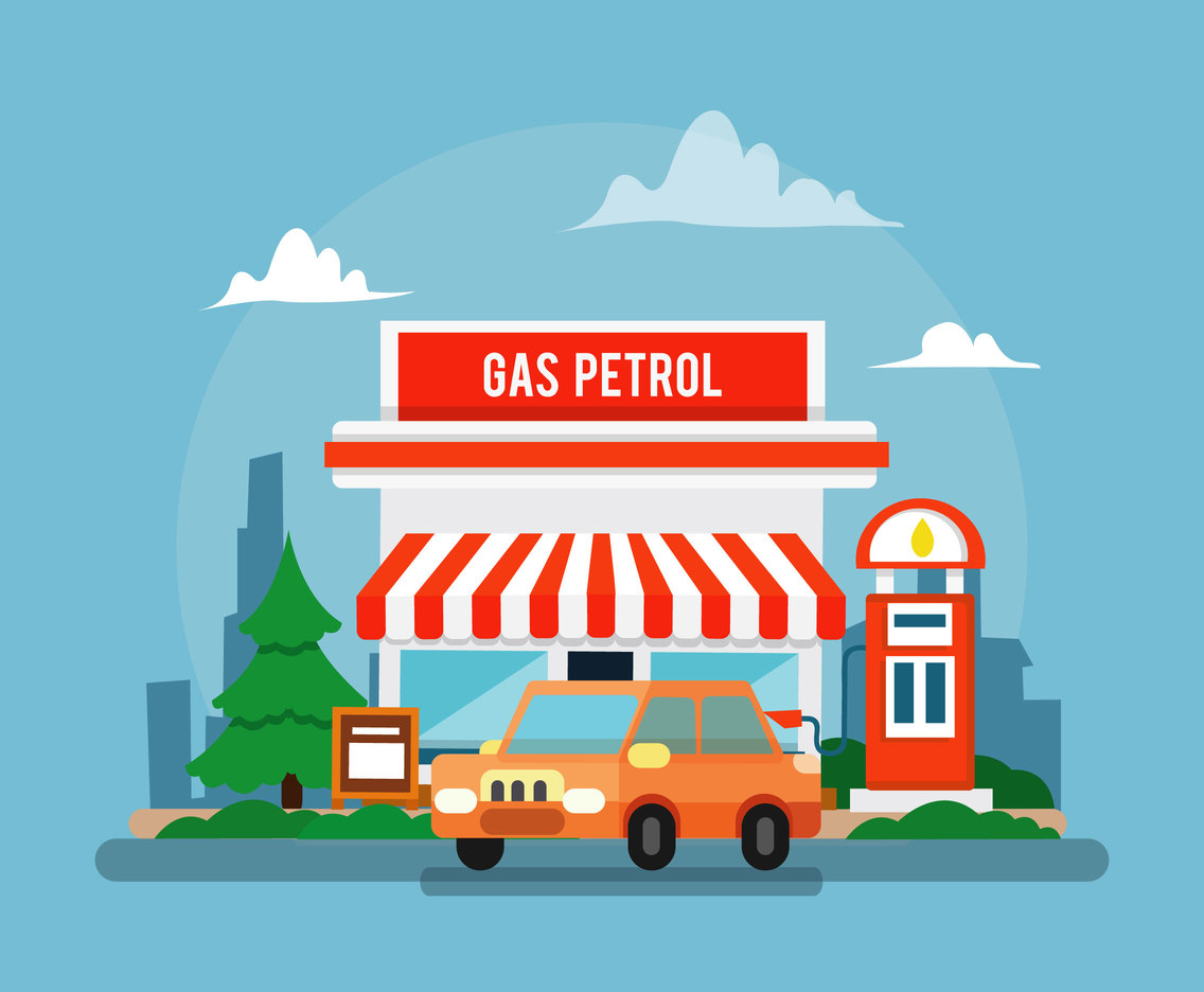 1136x936 Petrol Station Illustration Vector Art Graphics