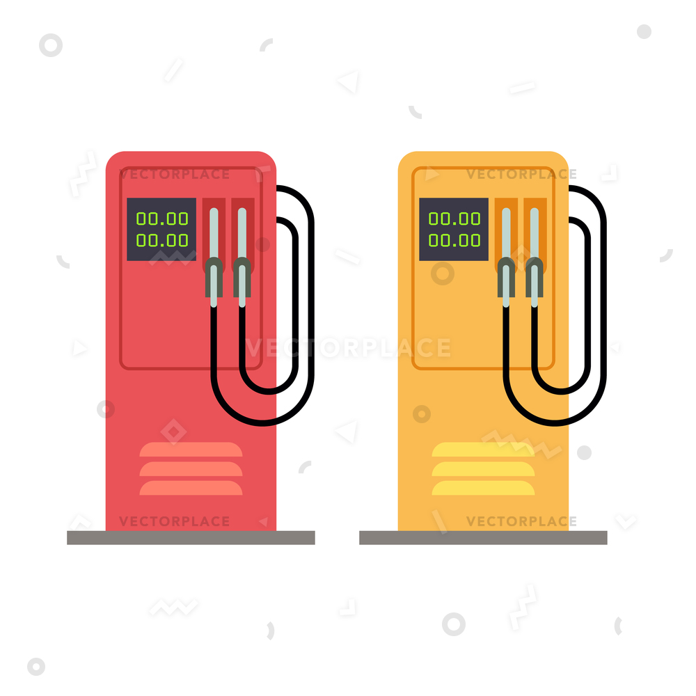 1000x1000 Gas Station Pump Gasoline Petrol Flat Vector Illustration