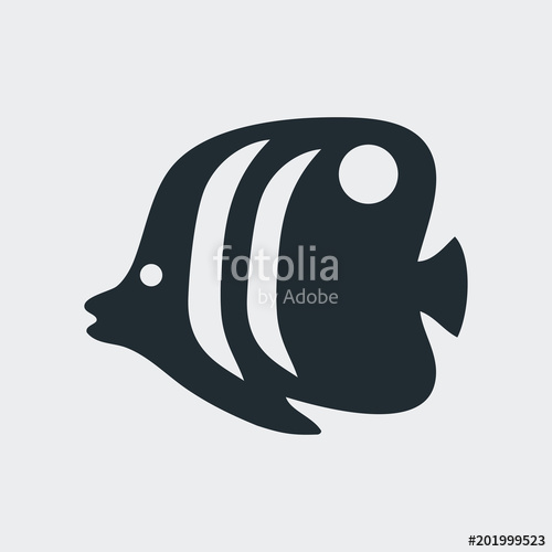 Icono Plano Silueta Pez Tropical En Fondo Gris Stock Image 500x500 Icono Plano Silueta Pez Tropical En Fondo Gris Stock Image