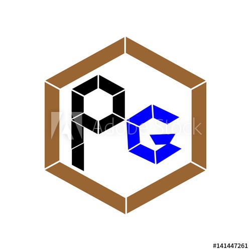 500x500 Letter Pg Black And Blue Color Logo Vector