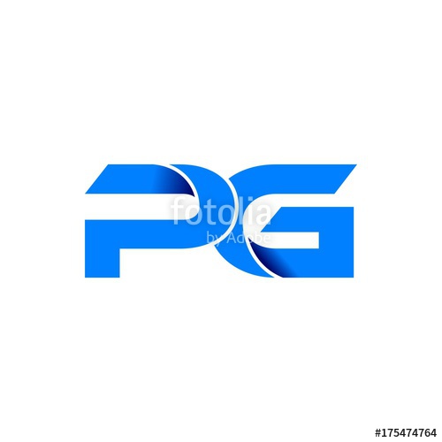 500x500 Pg Logo Initial Logo Vector Modern Blue Fold Style Stock Image