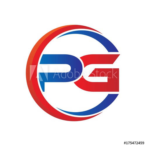 500x500 Pg Logo Vector Modern Initial Swoosh Circle Blue And Red