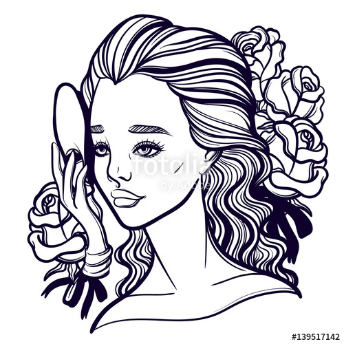 500x500 Beautiful Vector Illustration Of A Girl And A Mask Phantom