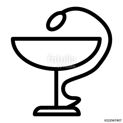 500x500 Snake And Bowl Line Icon Pharmacy Symbol Vector Illustration